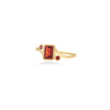 Statement Ring Inlead With Red Gem Stones In 18K Gold - Yellow Gold