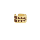 Brown Enamel Cuff Ring in 18K Yellow Gold